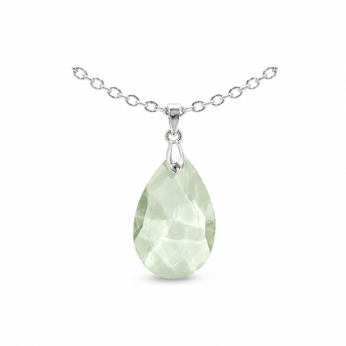 Faceted Crystal Teardrop Pendant Necklace - Various Colors