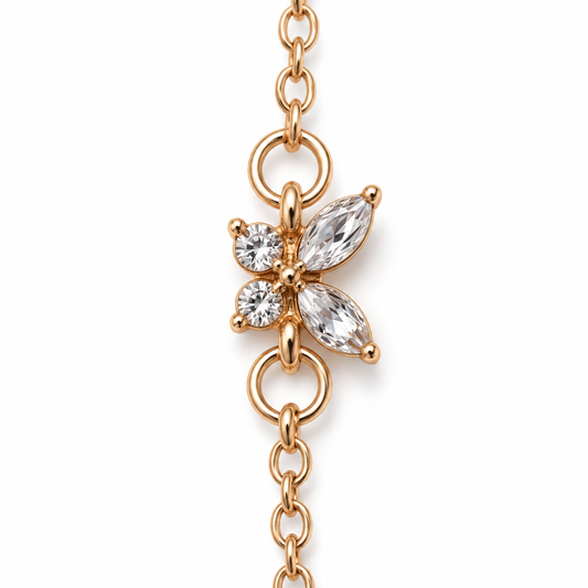 Rose-Gold Crystal Butterfly Bracelet