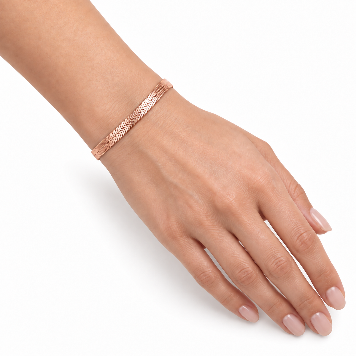 Rose-Gold-Tone Herringbone Chain Bracelet