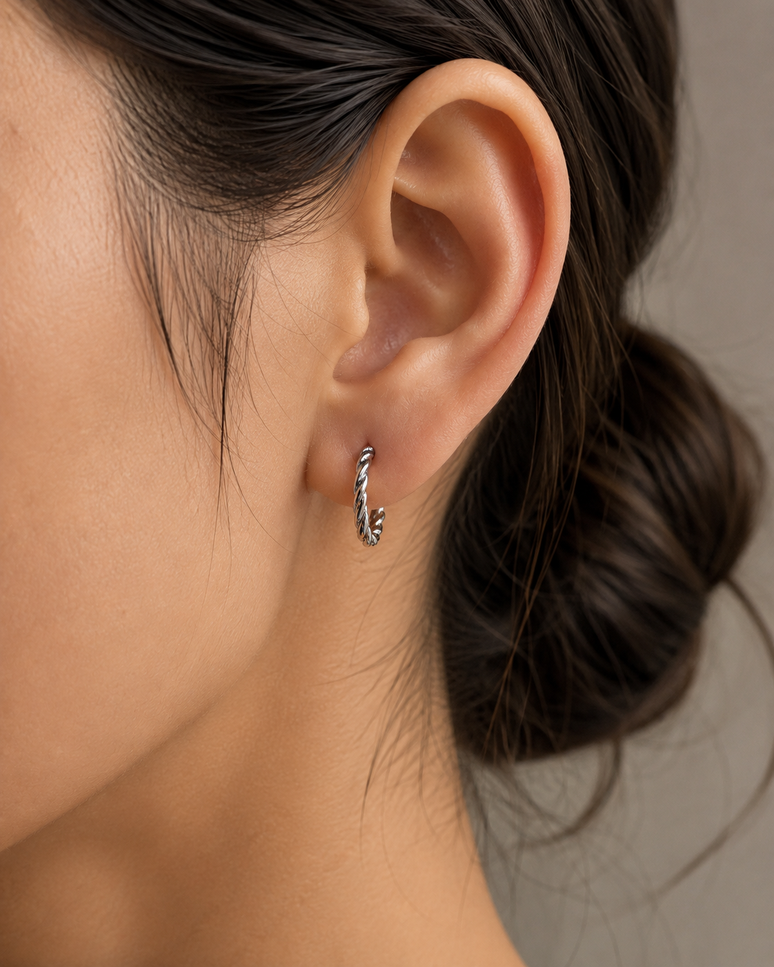 Silver-Tone Twisted Hoop Earrings