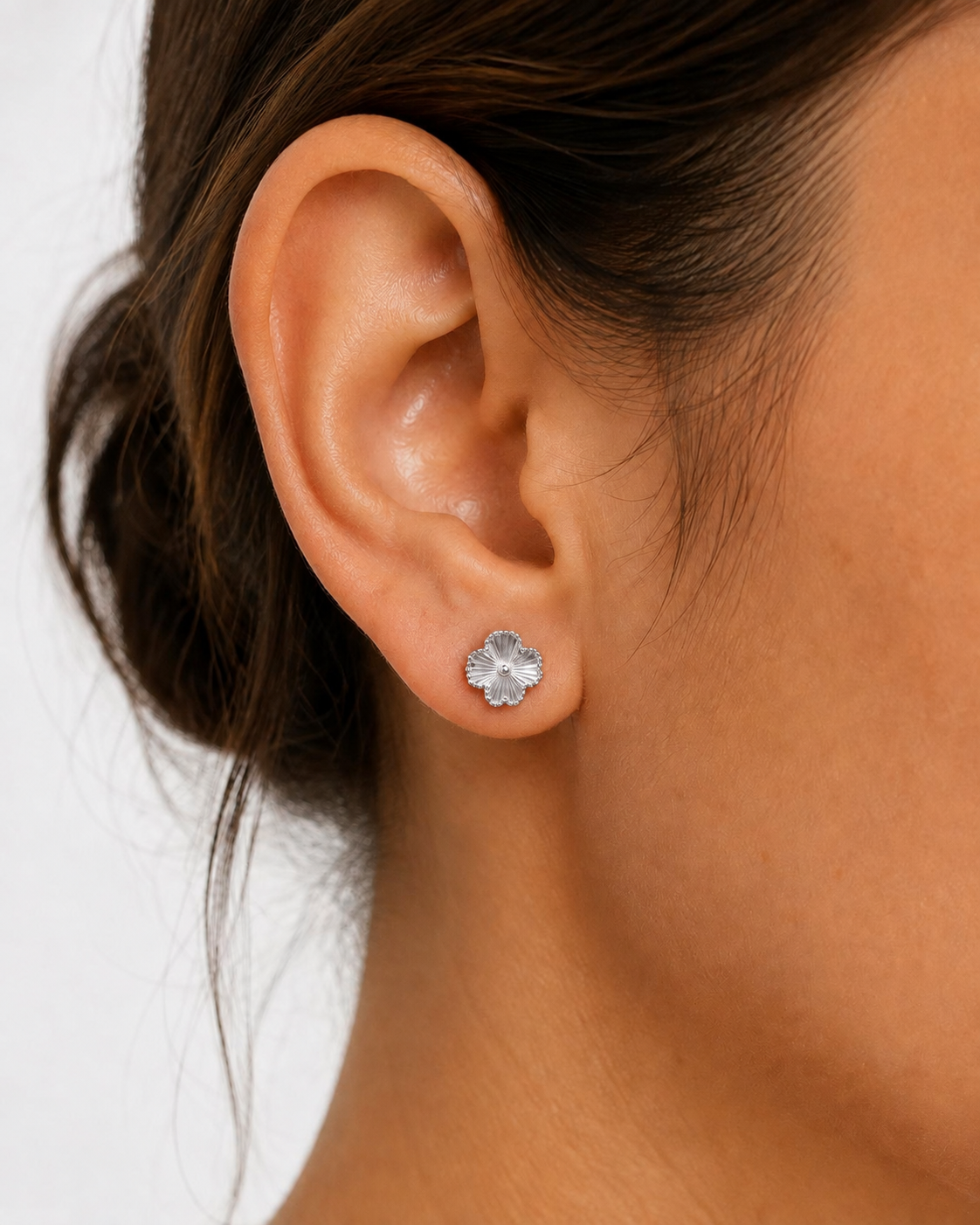14K Gold Plated Stainless Steel Floral Stud Earrings