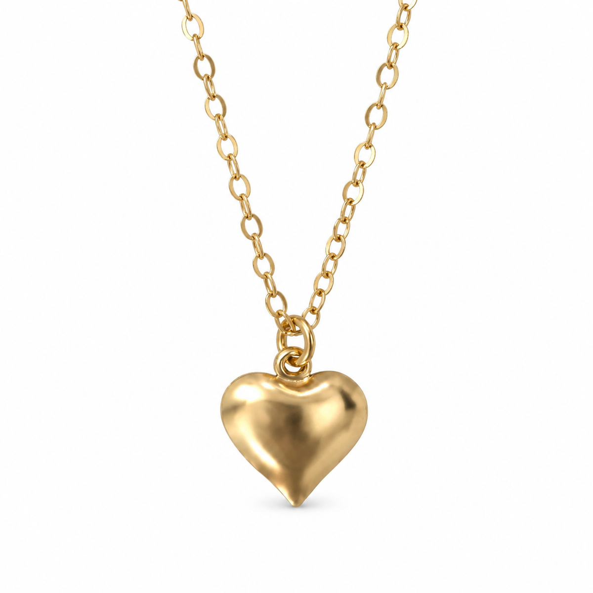 Gold-Tone Layered Puffy Heart Necklace – 10 to 12 Inches
