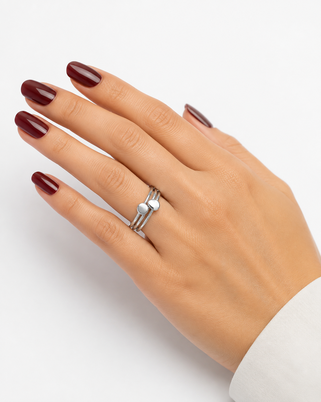 Silver-Tone Triple-Band Accent Ring