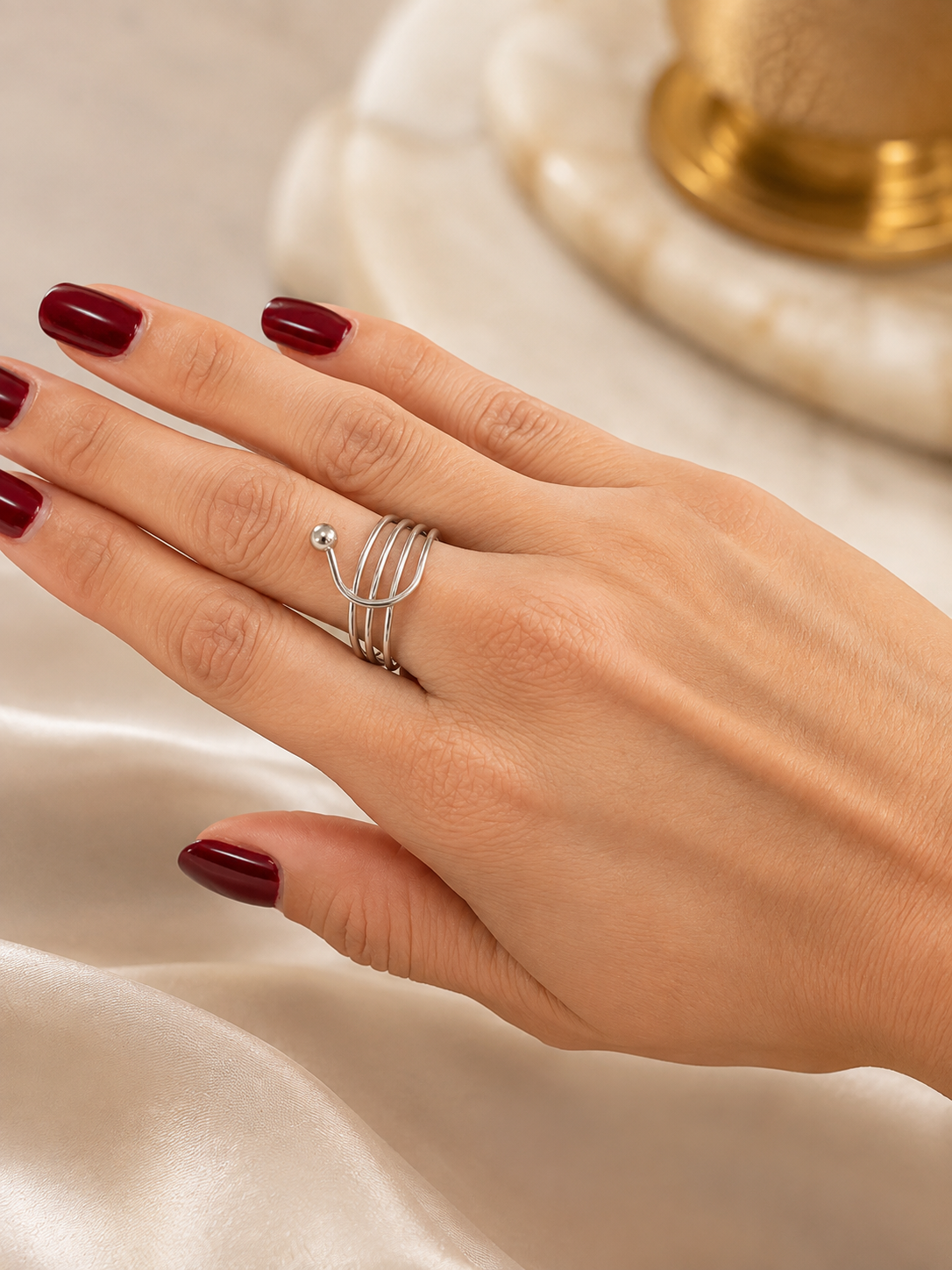 Silver-Tone Multi-Band Wrap Ring