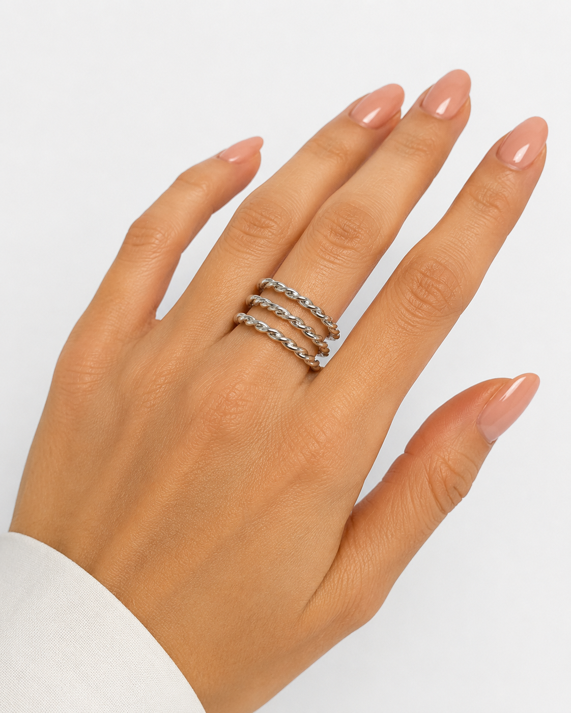 Silver-Tone Triple Rope Ring