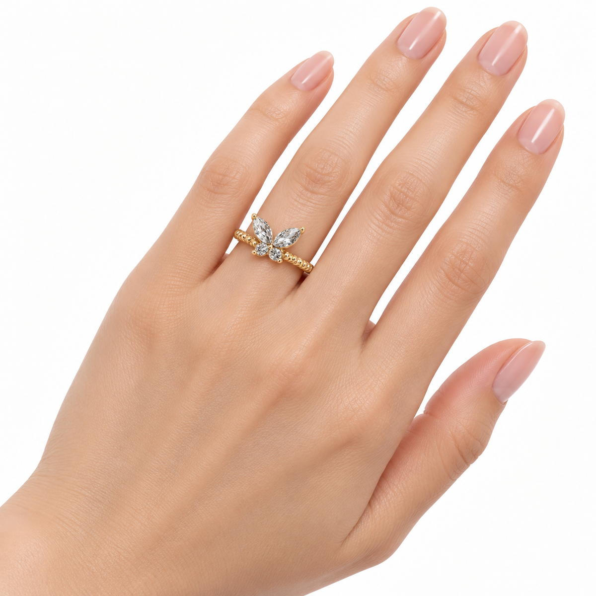 Gold-Tone Crystal Butterfly Ring