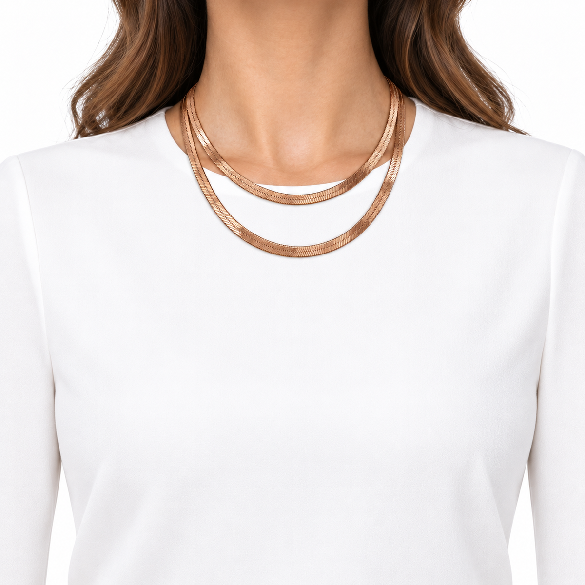 Rose-Gold Double-Layer Herringbone Necklace