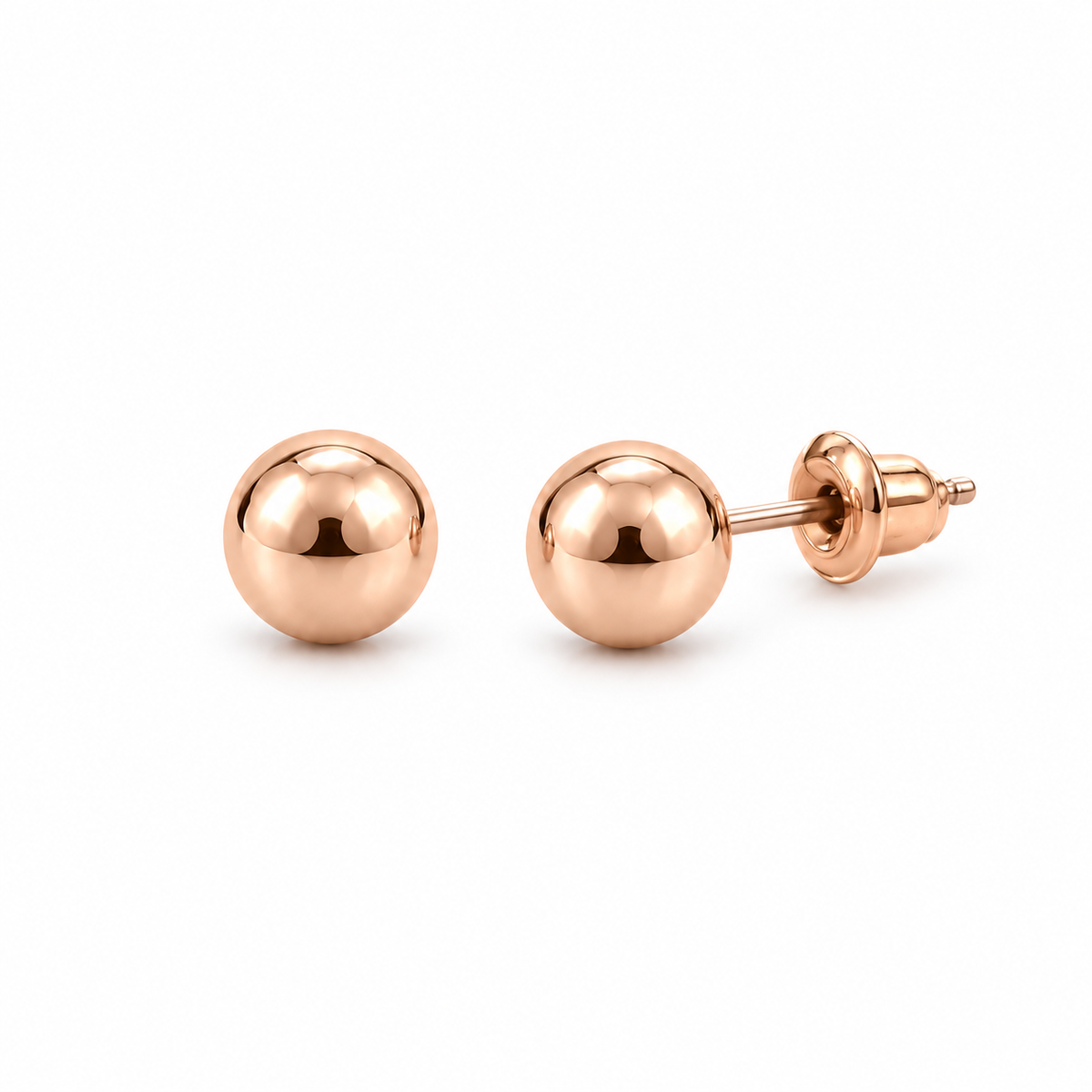 Rose-Gold Ball and Crystal Stud Earring Set