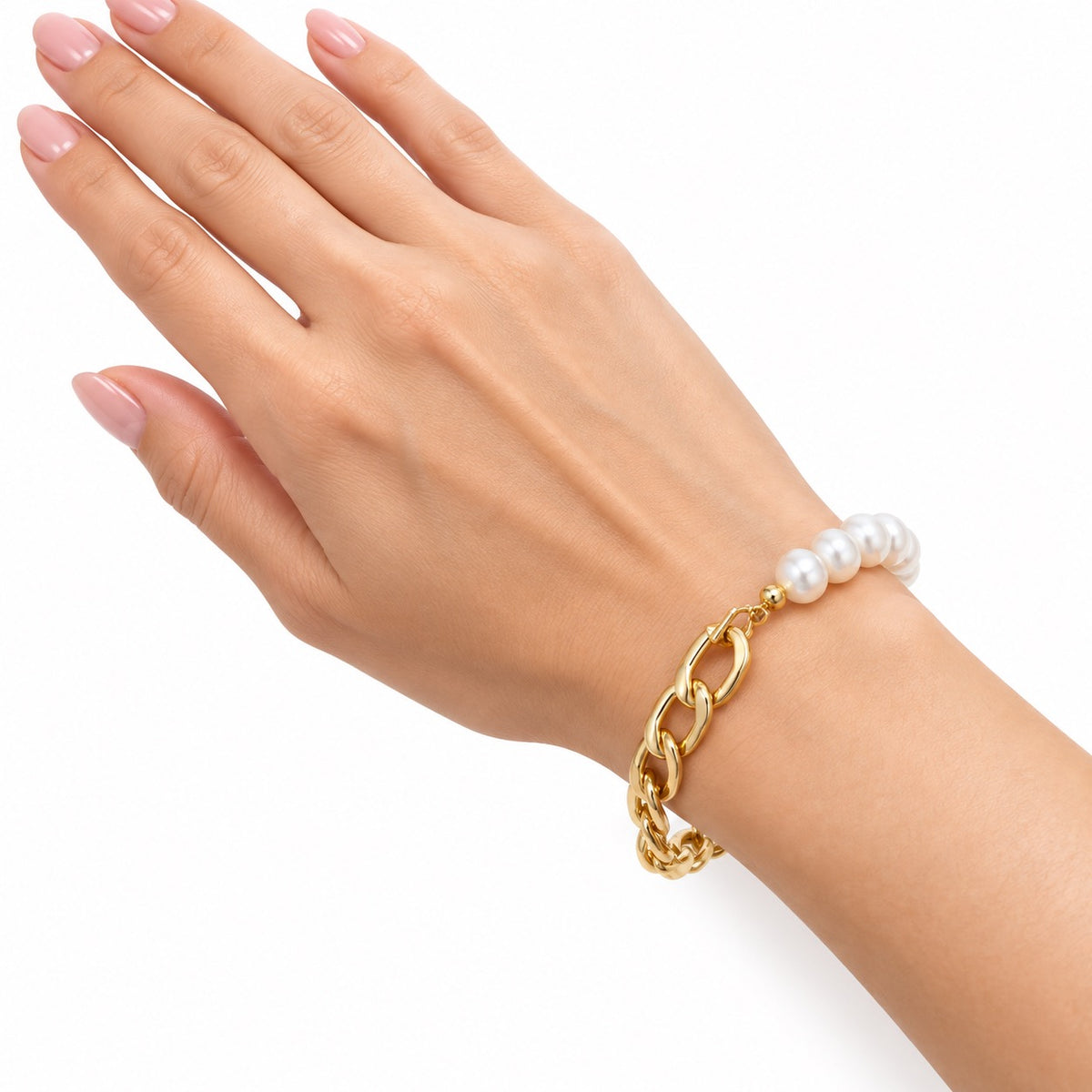 Gold-Tone Chain and Pearl-Style Bracelet