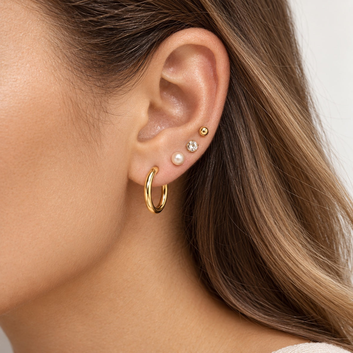 Gold-Tone Four-Pair Earring Set - various sizes available