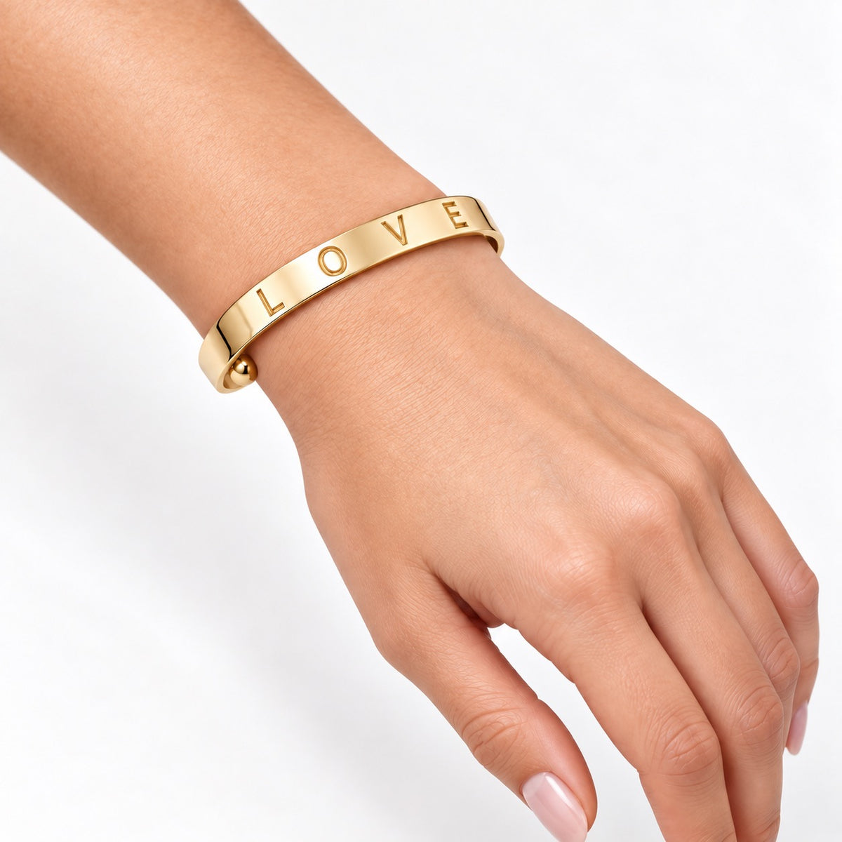 Gold-Tone LOVE Open Cuff Bangle Bracelet