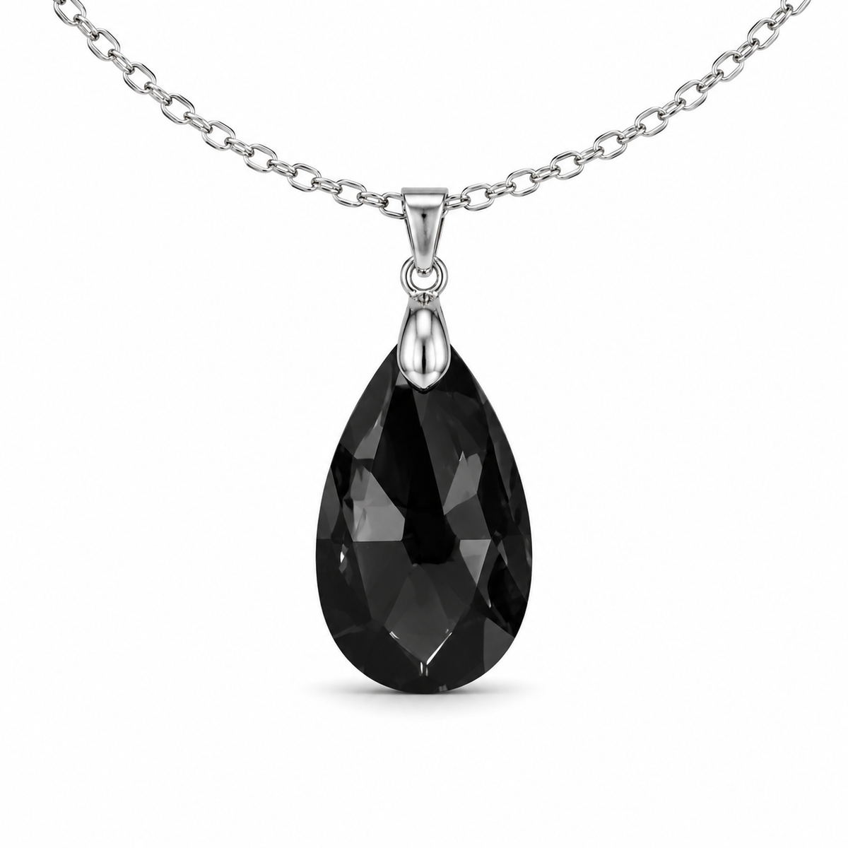 Faceted Crystal Teardrop Pendant Necklace - Various Colors