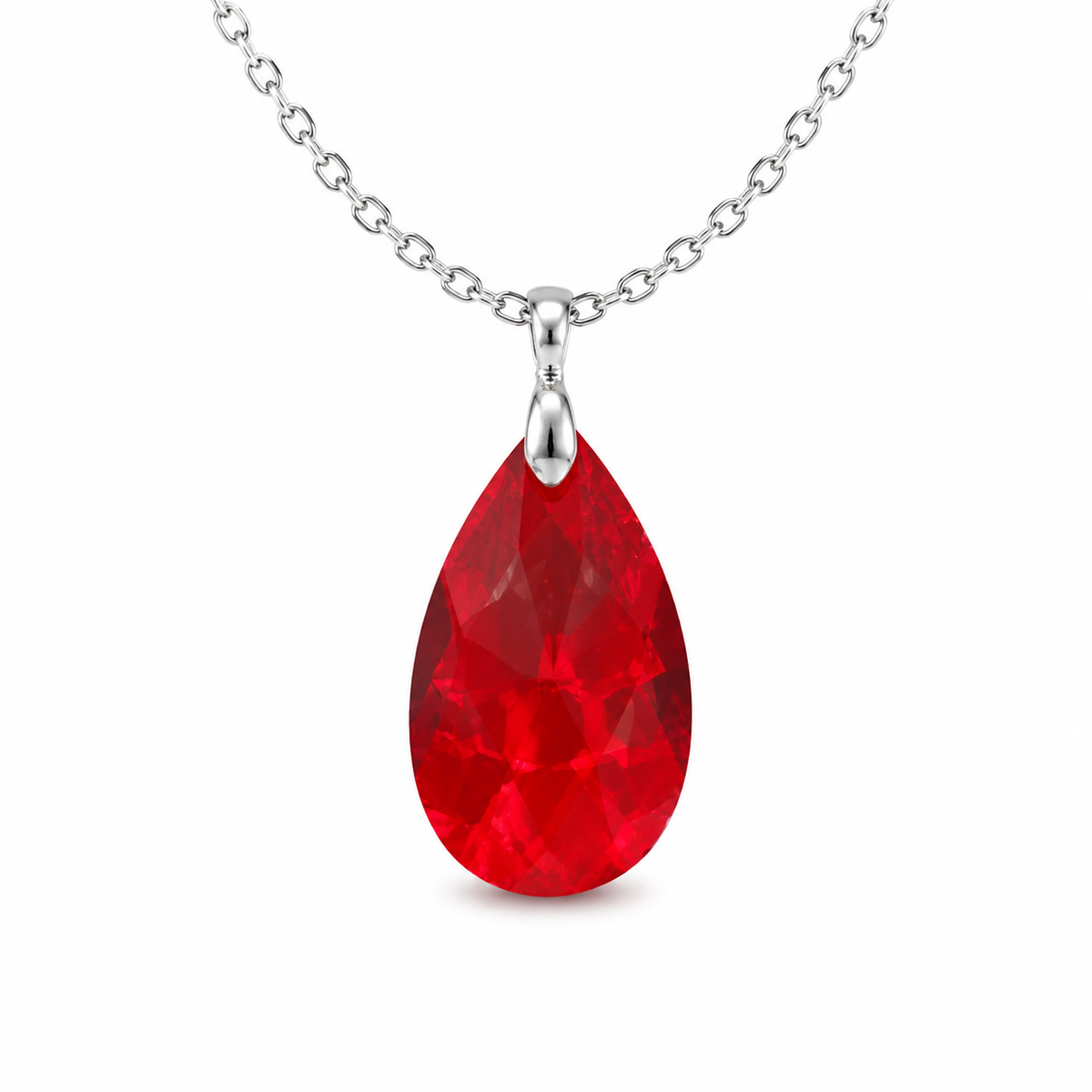 Faceted Crystal Teardrop Pendant Necklace - Various Colors