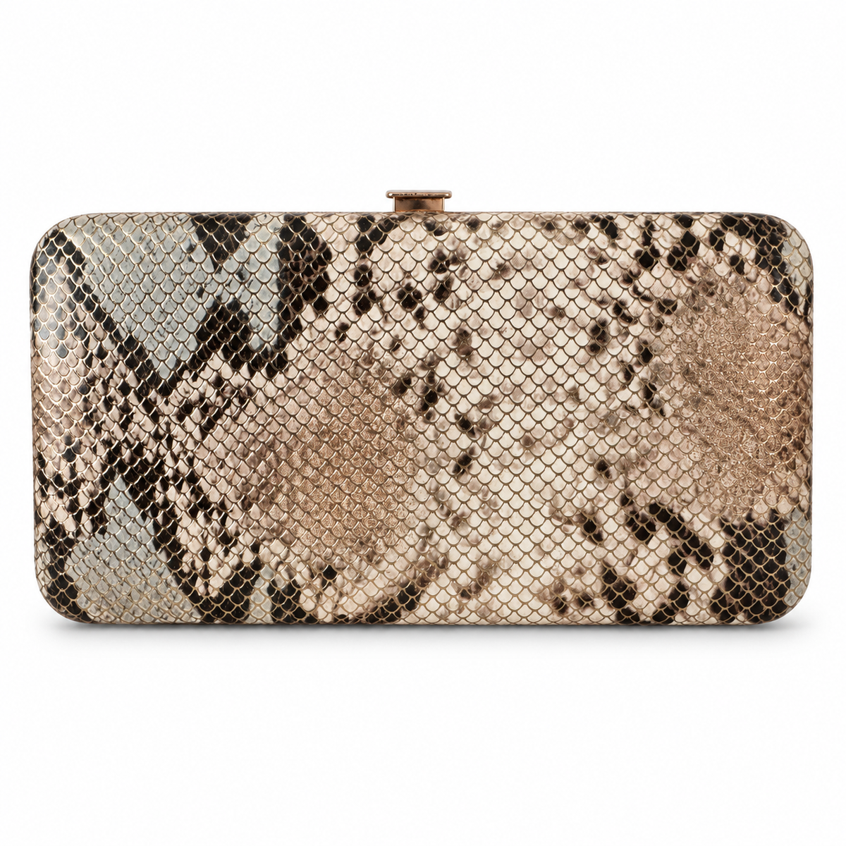 Pre-Loved Bebe Snakeskin-Print Hard-Frame Wallet Clutch