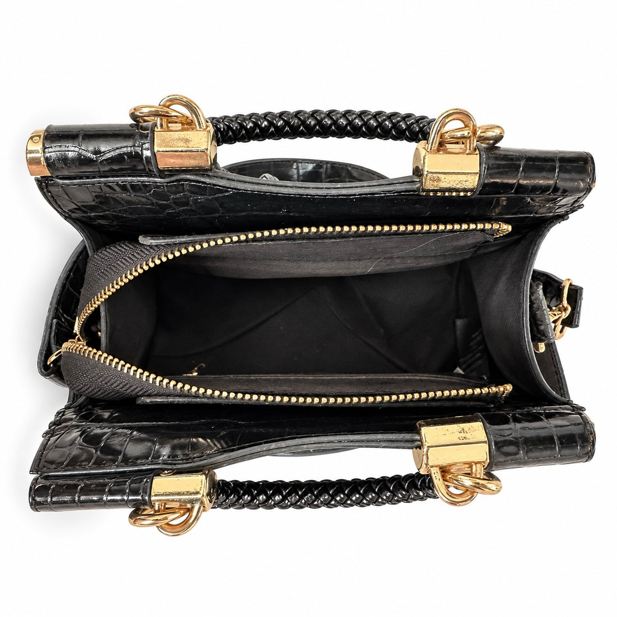 Pre-Loved Bebe Black Crocodile-Texture Crossbody Bag