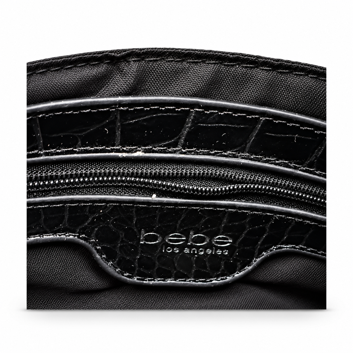 Pre-Loved Bebe Black Crocodile-Texture Crossbody Bag
