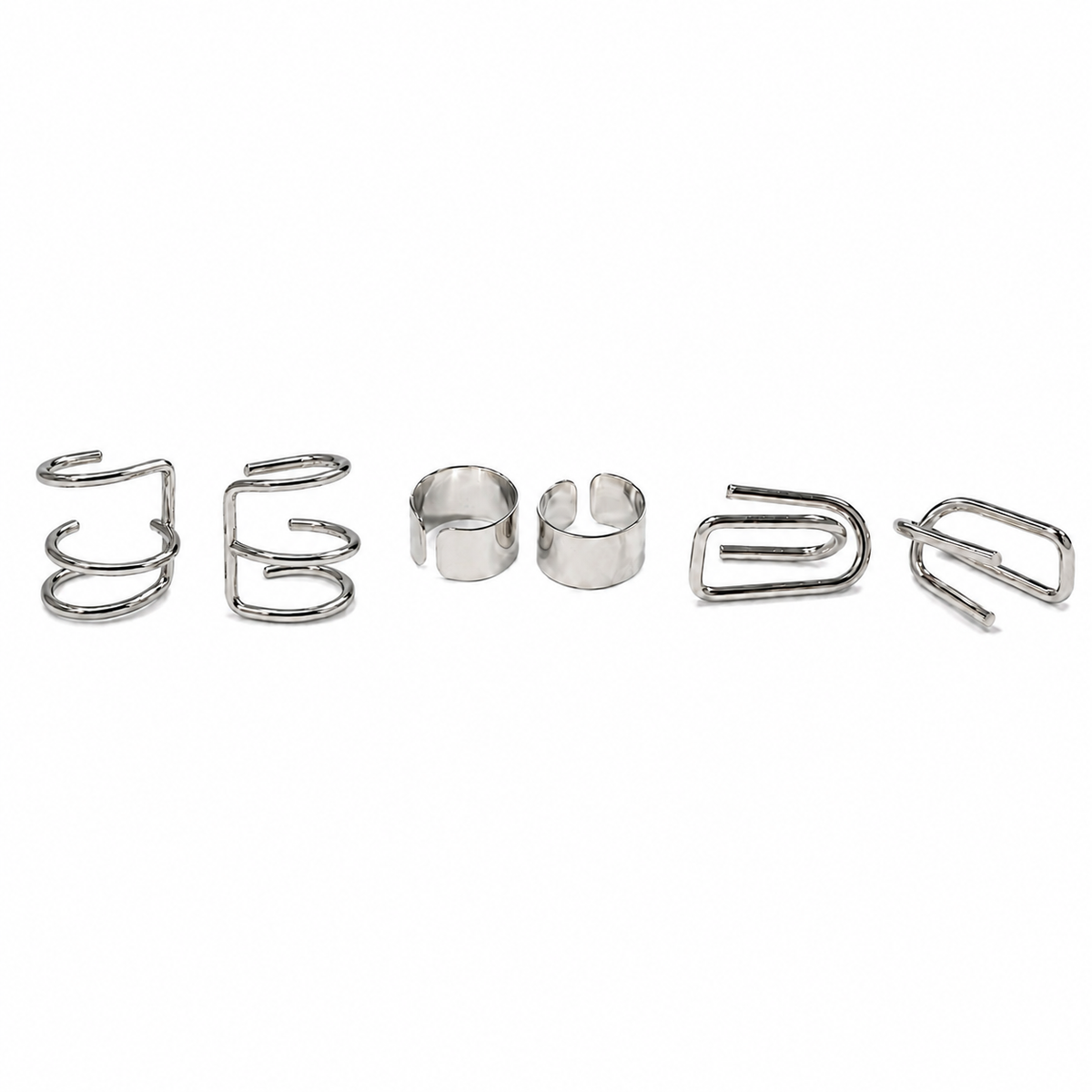 Silver-Tone Ear Cuff Set – 3 Pairs