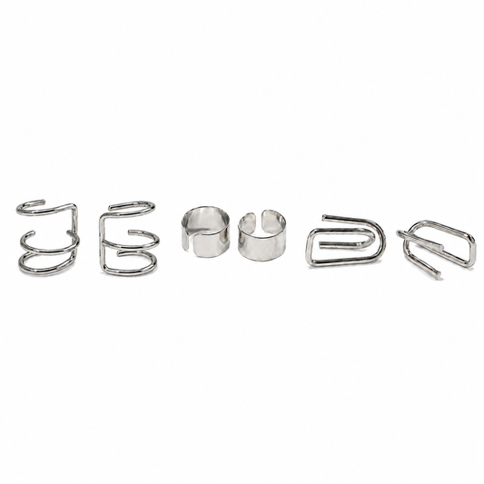 Silver-Tone Ear Cuff Set – 3 Pairs
