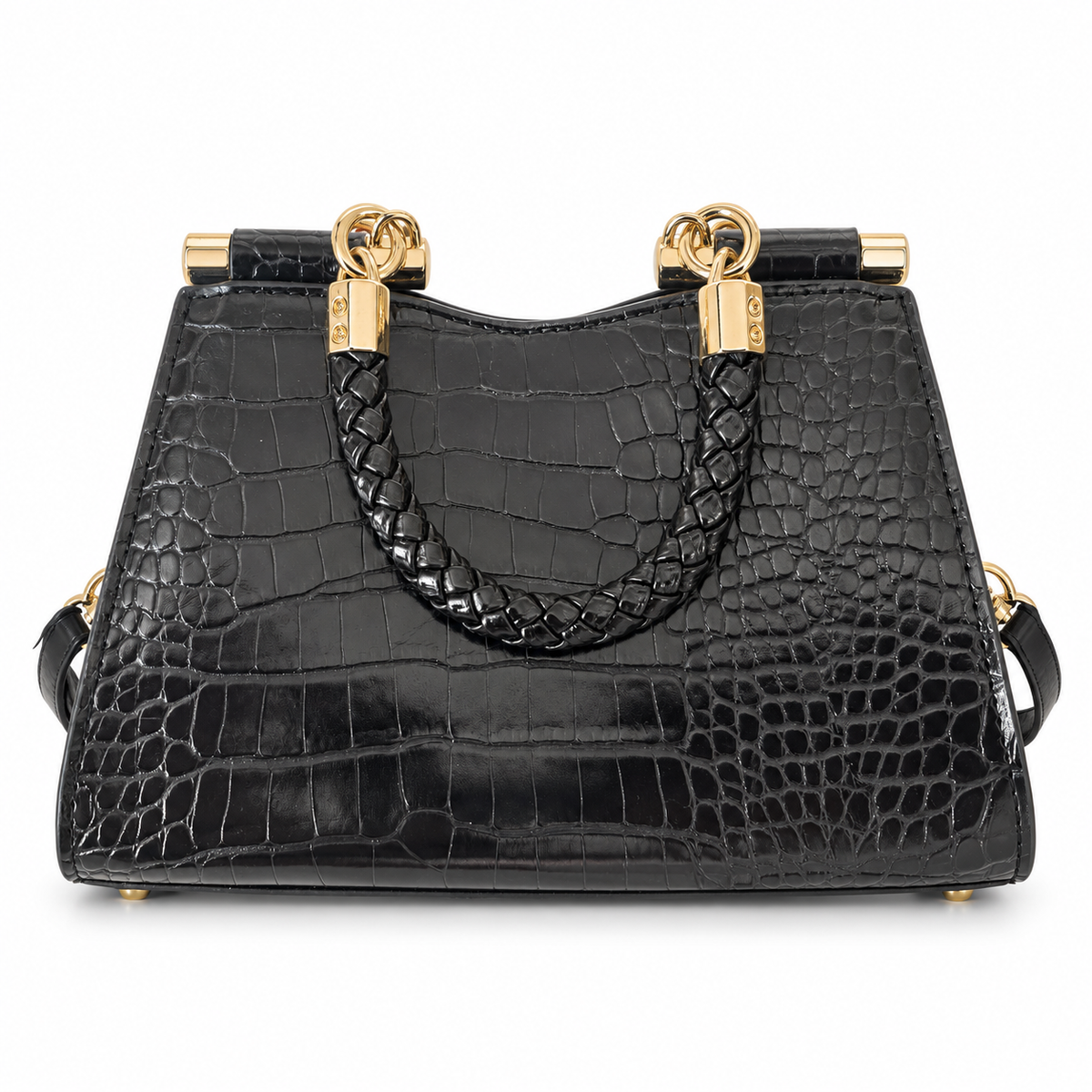 Pre-Loved Bebe Black Crocodile-Texture Crossbody Bag