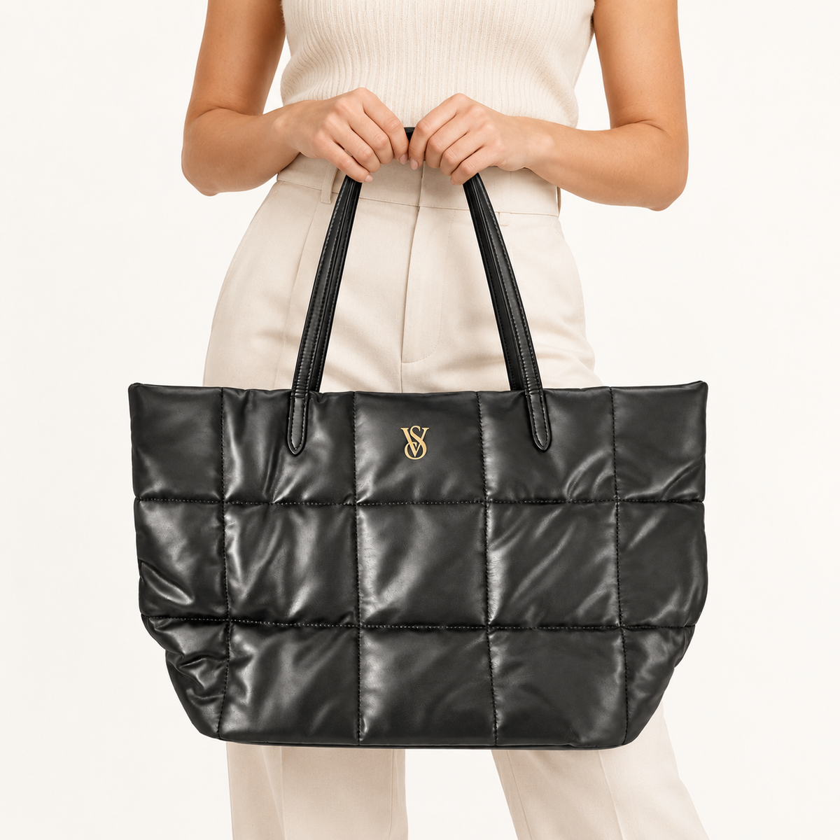 Pre-Loved Victoria’s Secret Black Quilted Tote Bag