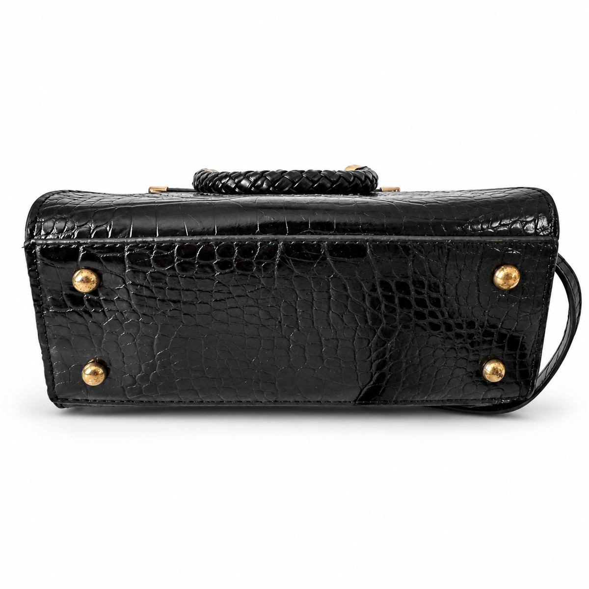 Pre-Loved Bebe Black Crocodile-Texture Crossbody Bag