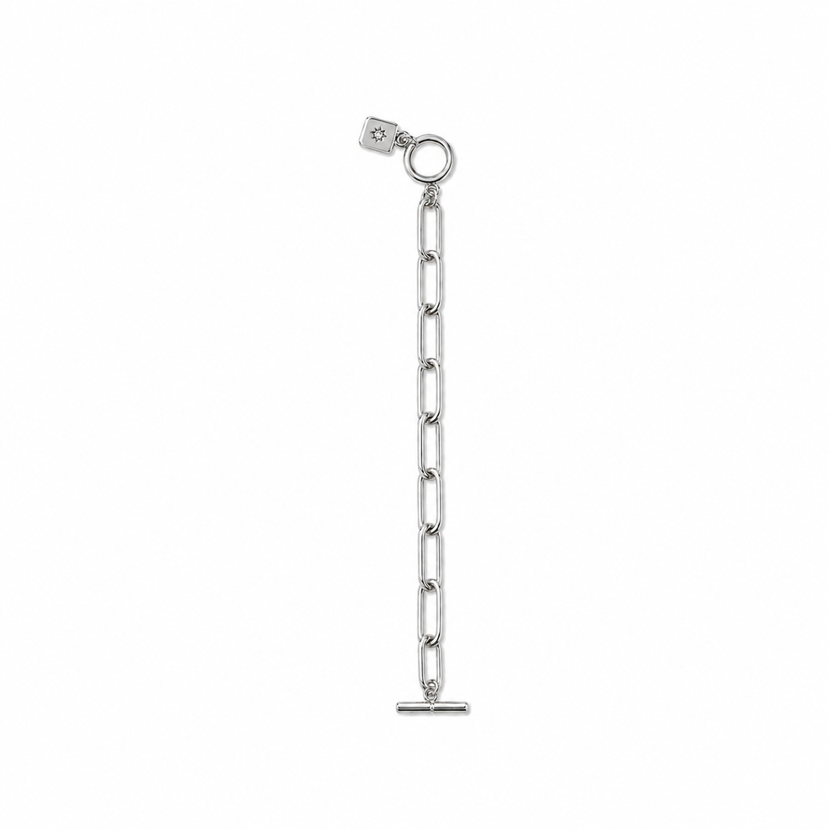 Silver Paperclip Chain Toggle Bracelet