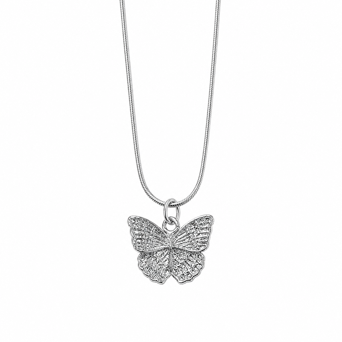 Silver-Tone 3 Layered Butterfly Necklace
