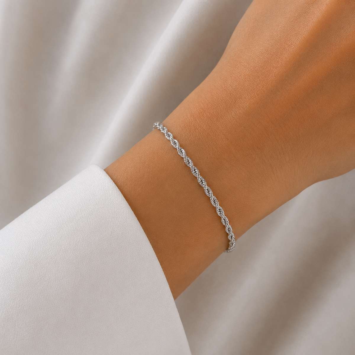 Silver Rope Chain Bracelet