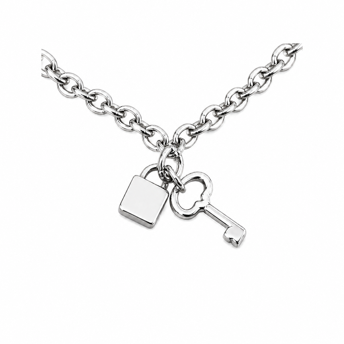 Silver-Tone Lock & Key Charm Bracelet