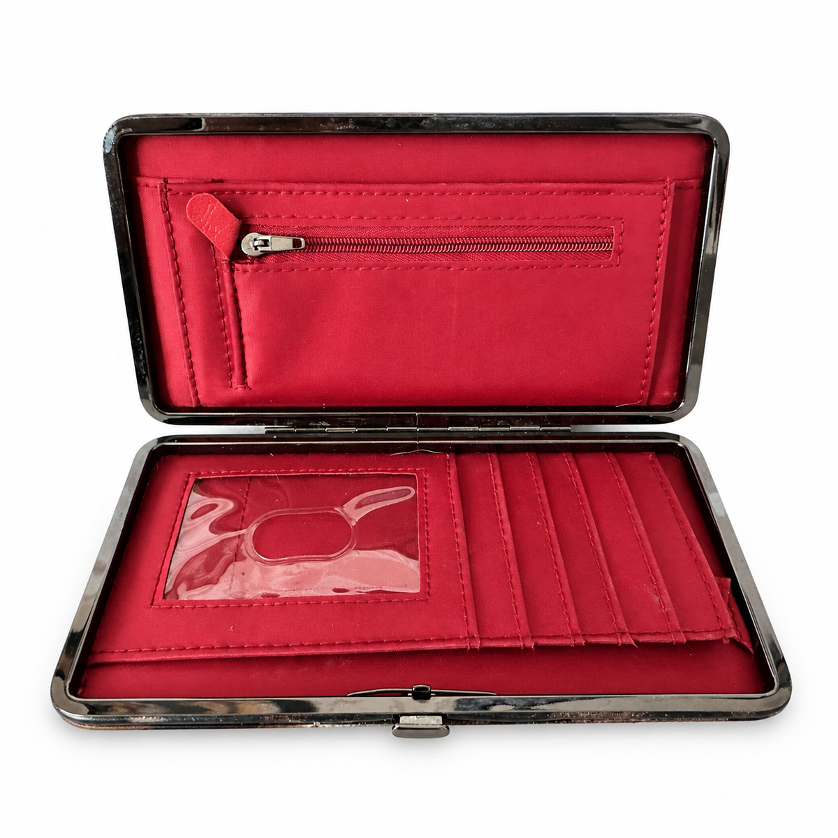 Pre-Loved Metallic Leopard-Print Hard-Frame Wallet