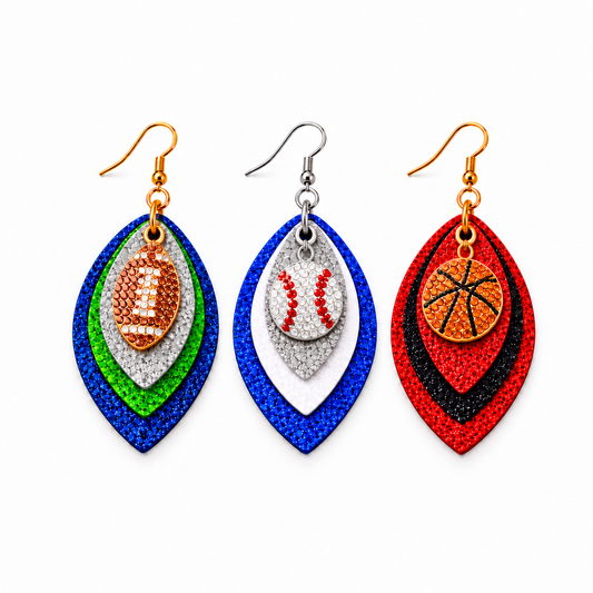 Custom Game Day Glitter Charm Earrings