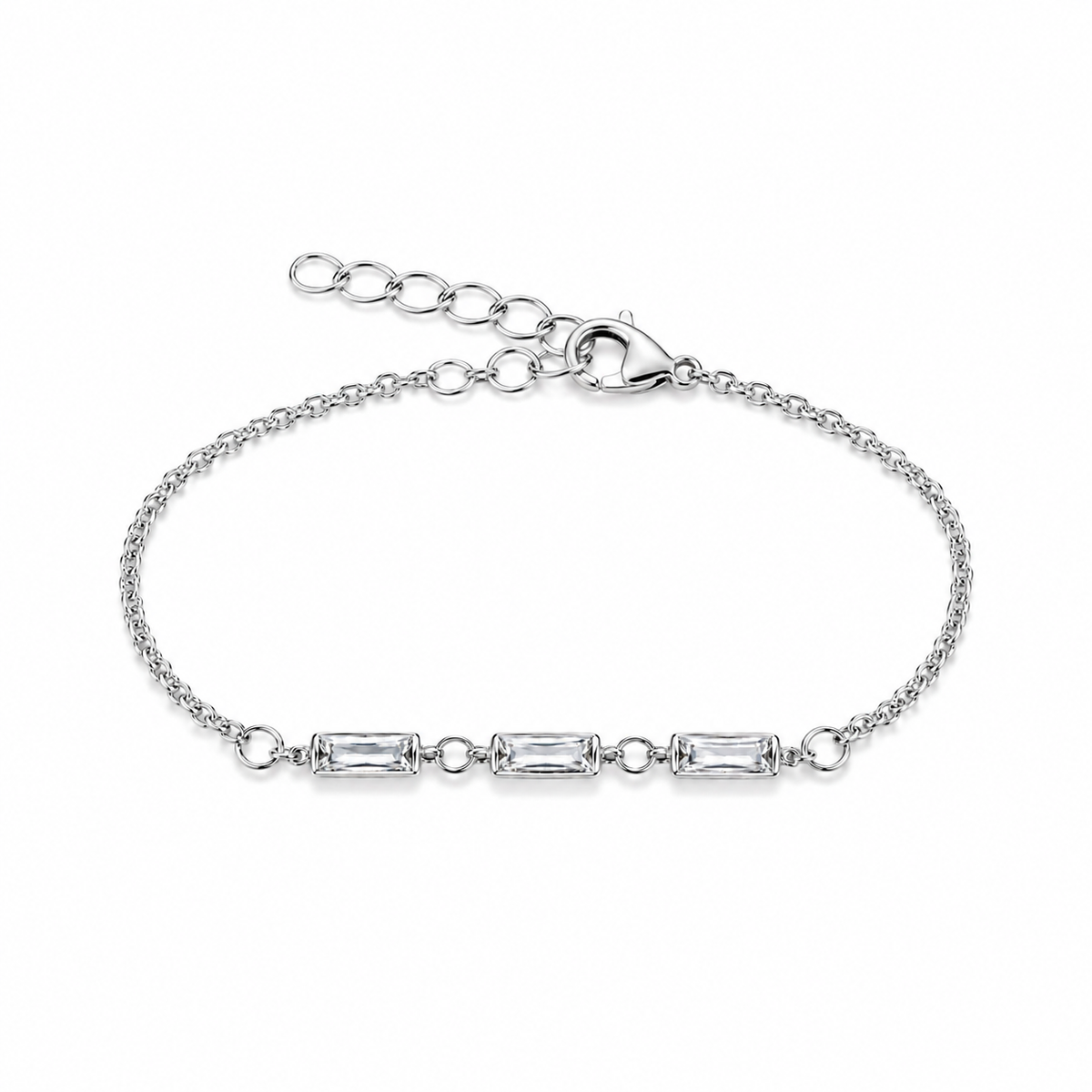 Silver-Tone Baguette Crystal Bracelet
