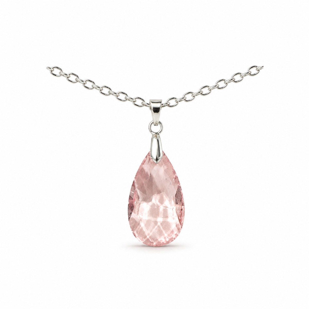 Faceted Crystal Teardrop Pendant Necklace - Various Colors