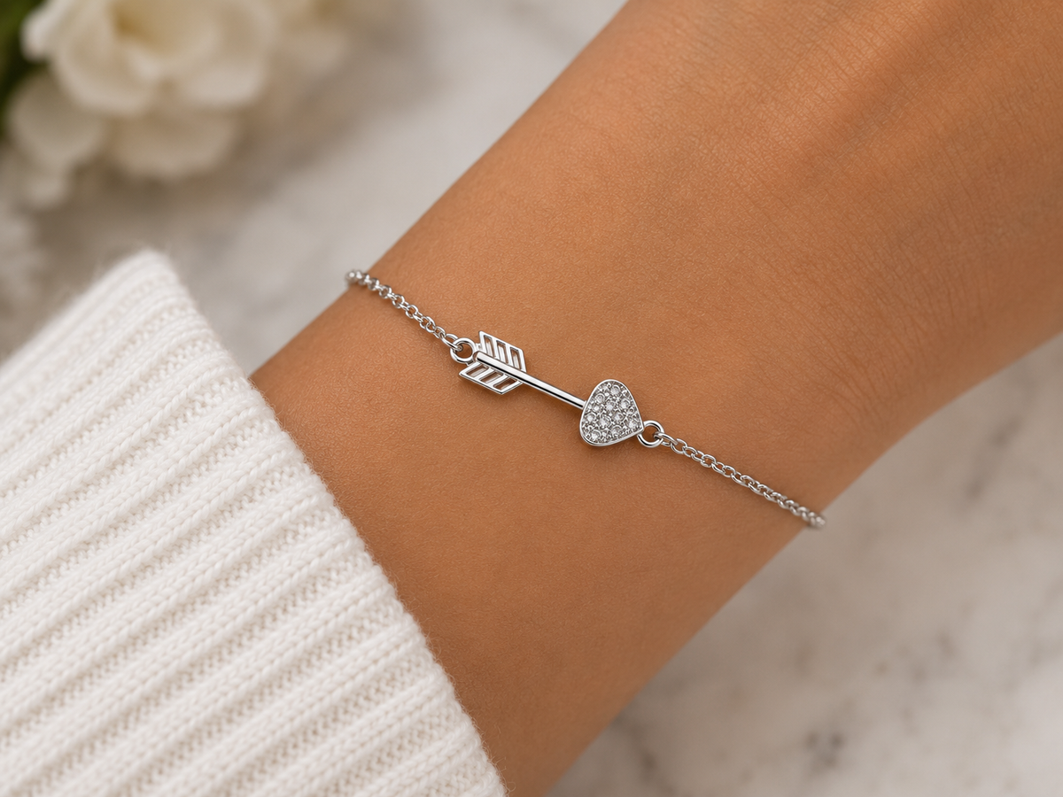 Silver-Tone Heart Arrow Bracelet