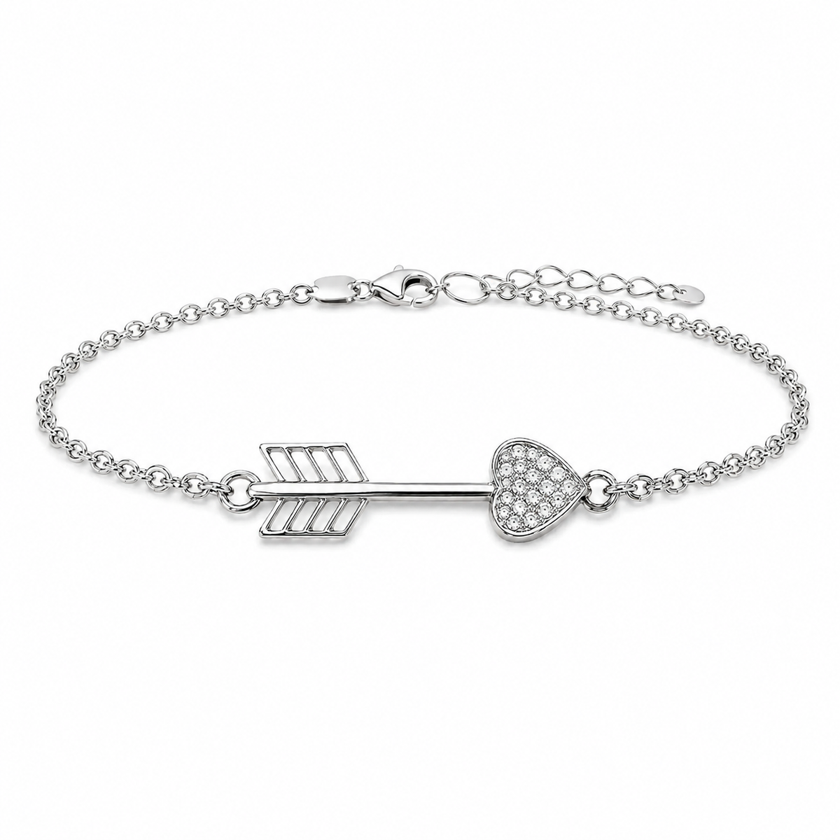 Silver-Tone Heart Arrow Bracelet