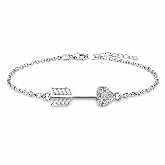 Silver-Tone Heart Arrow Bracelet