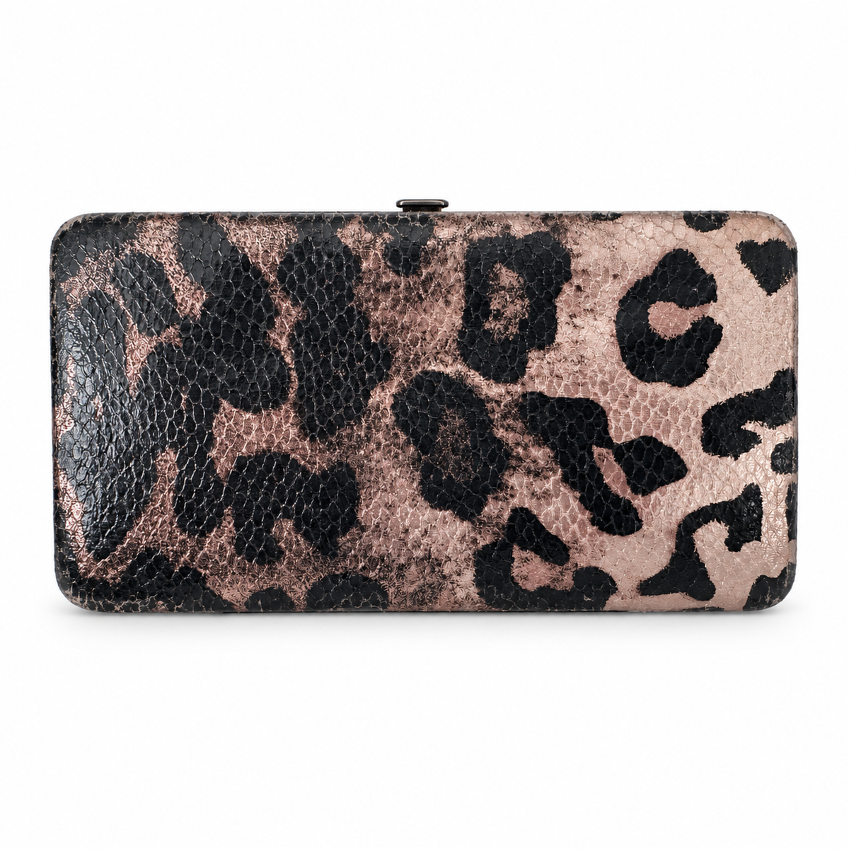 Pre-Loved Metallic Leopard-Print Hard-Frame Wallet