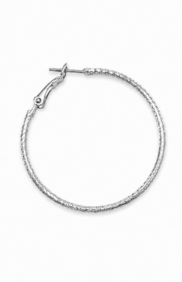 Silver-Tone Textured Hoop Earrings