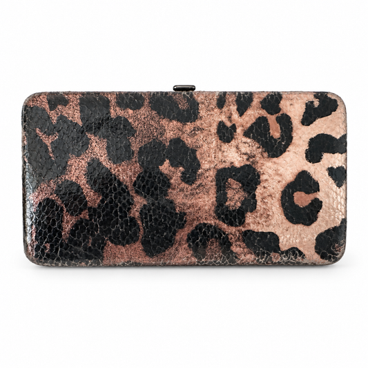 Pre-Loved Metallic Leopard-Print Hard-Frame Wallet