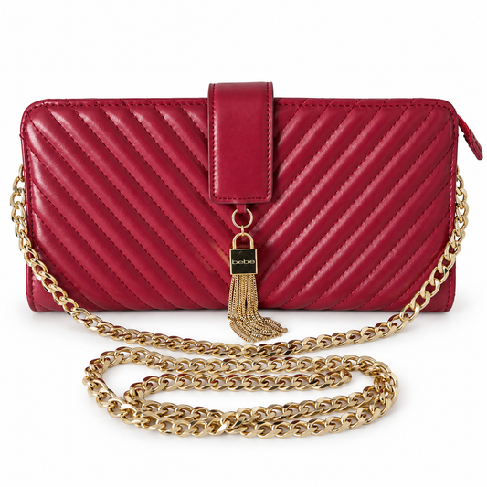 Pre-Loved Bebe Raspberry-Red Quilted Crossbody Bag