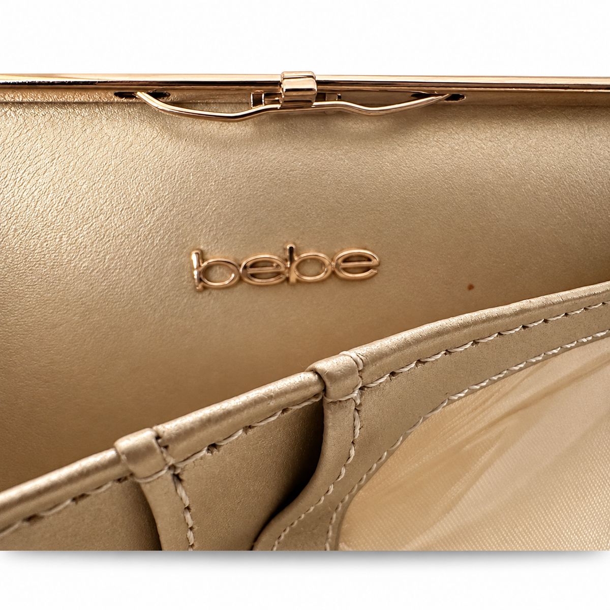 Pre-Loved Bebe Snakeskin-Print Hard-Frame Wallet Clutch