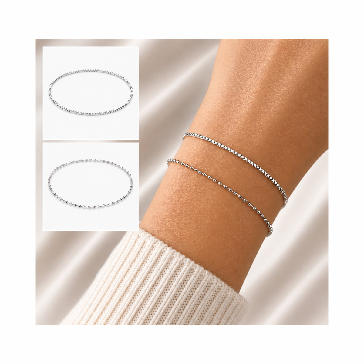 Silver-Tone Bracelet Set – 2 Pieces