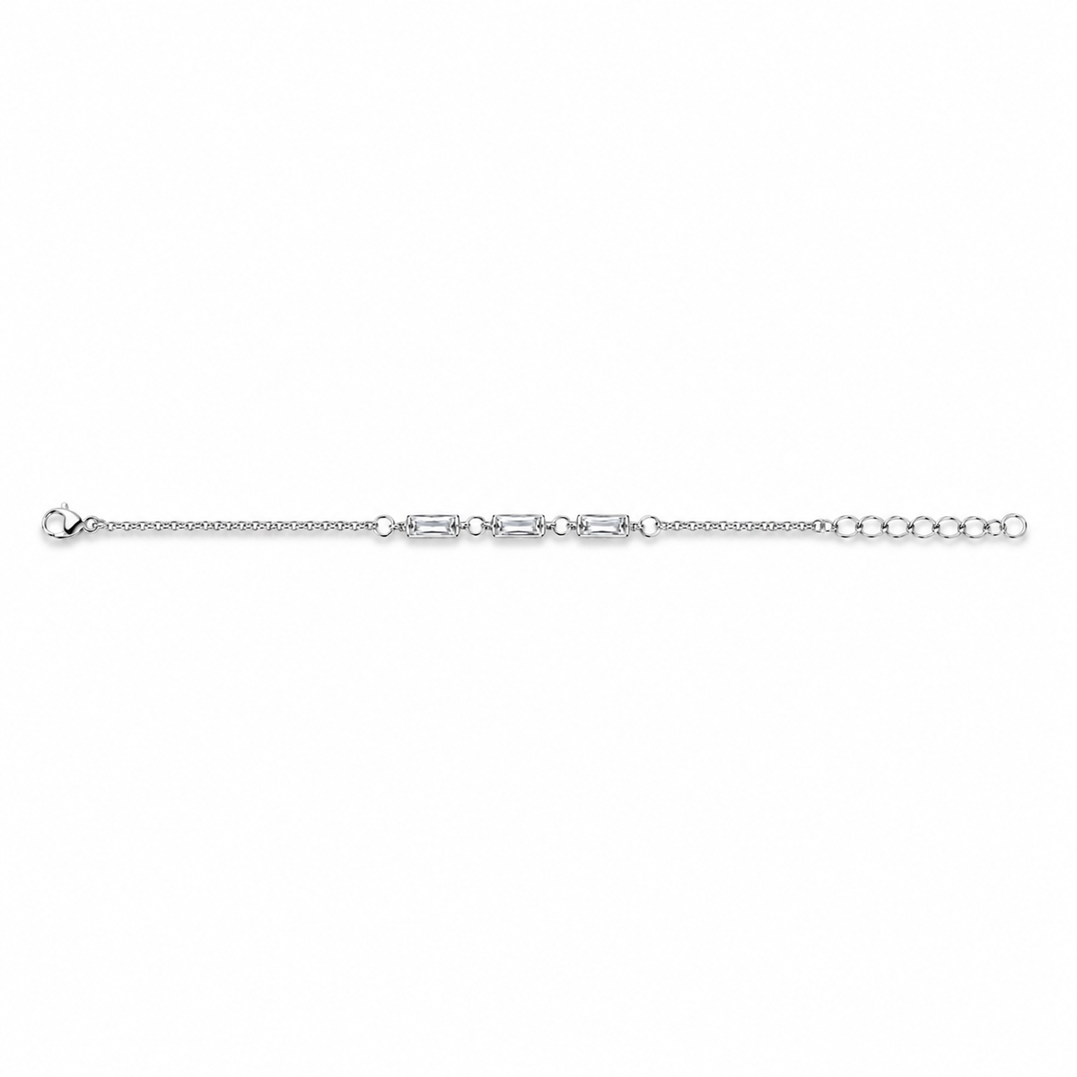 Silver-Tone Baguette Crystal Bracelet