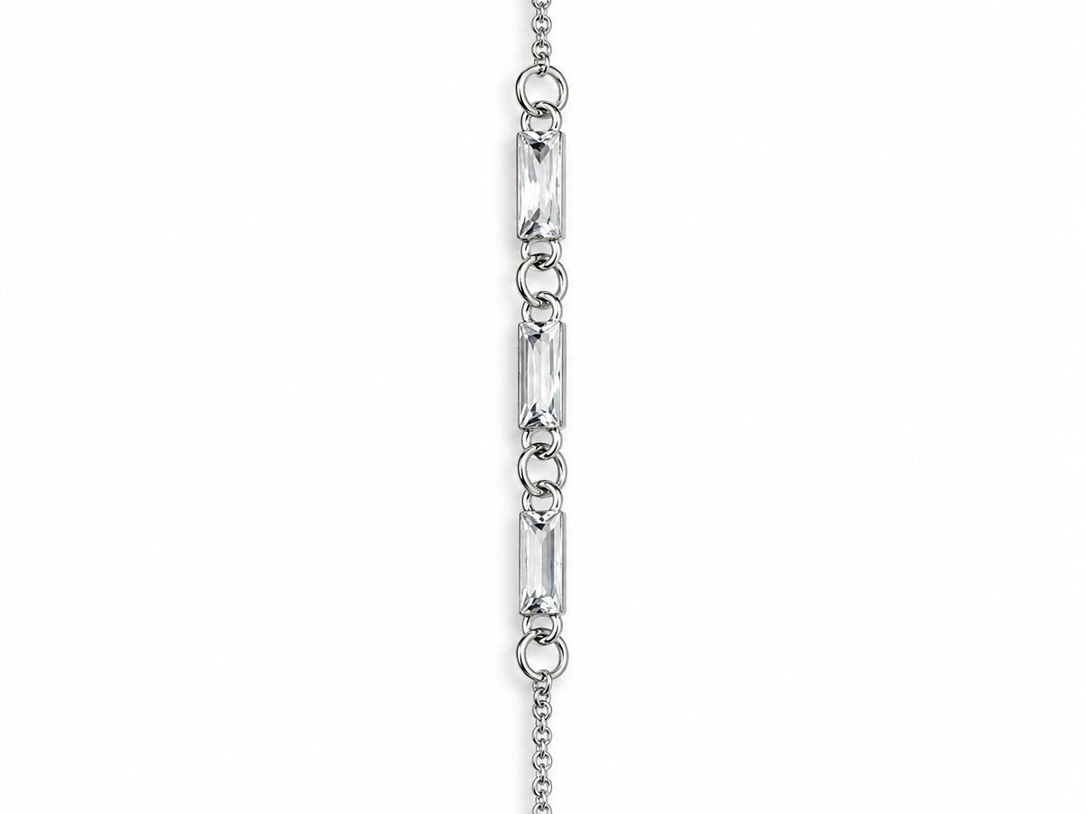 Silver-Tone Baguette Crystal Bracelet