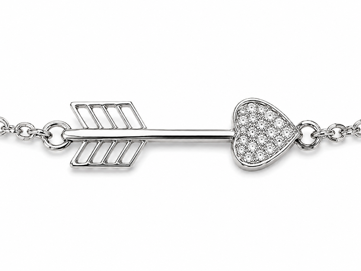 Silver-Tone Heart Arrow Bracelet