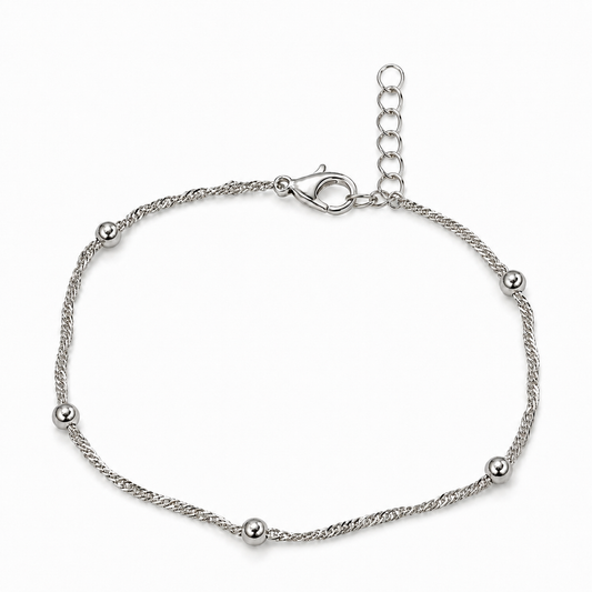Silver-Tone Beaded Rope Chain Bracelet