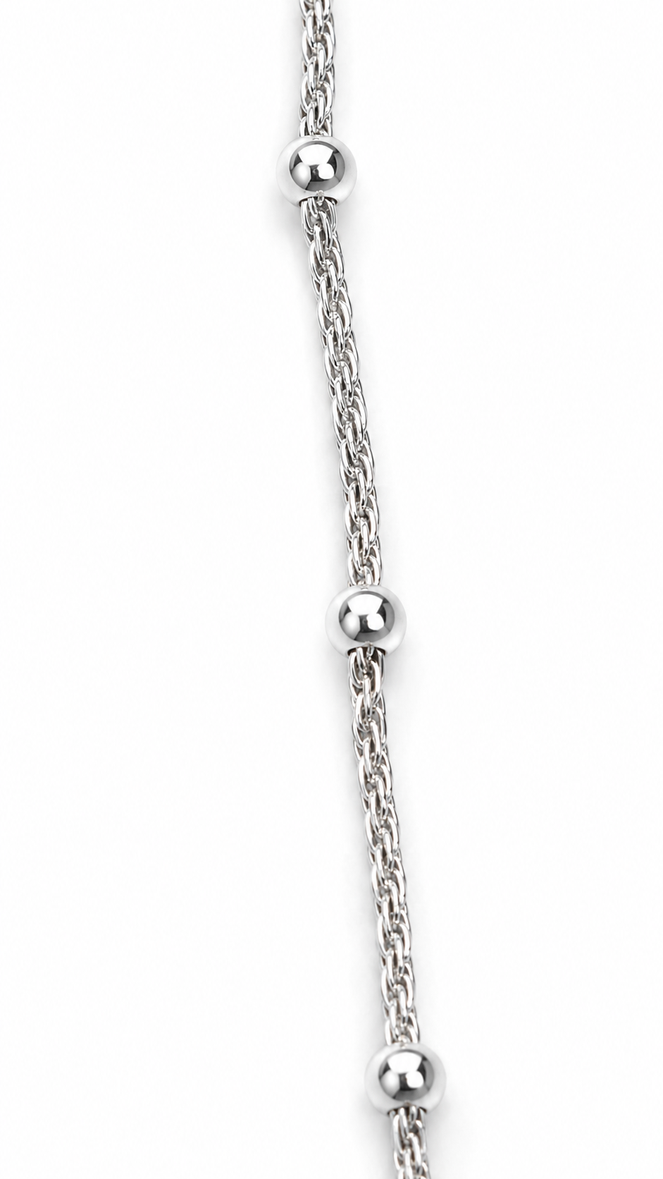 Silver-Tone Beaded Rope Chain Bracelet