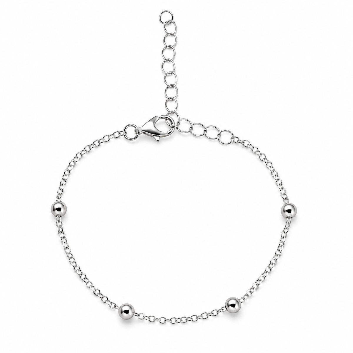 Silver-Tone Beaded Chain Bracelet