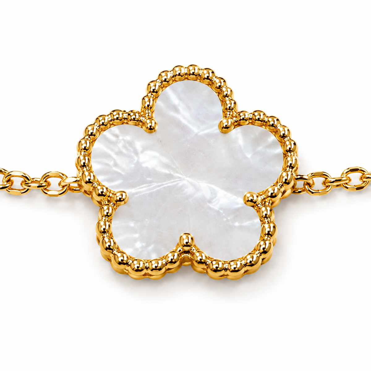14k Gold Plated Mother-of-Pearl Flower Bracelet