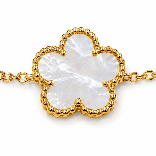 14k Gold Plated Mother-of-Pearl Flower Bracelet